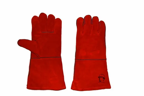 Краги спилк. пятипалые "Трек" с подкладкой красные (КЕ1470) (6/60пар/уп), пар							